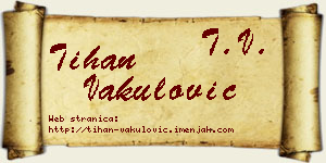 Tihan Vakulović vizit kartica